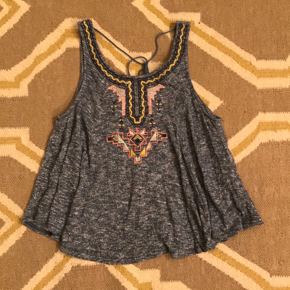 Tank with embroidery/stiching at neckline